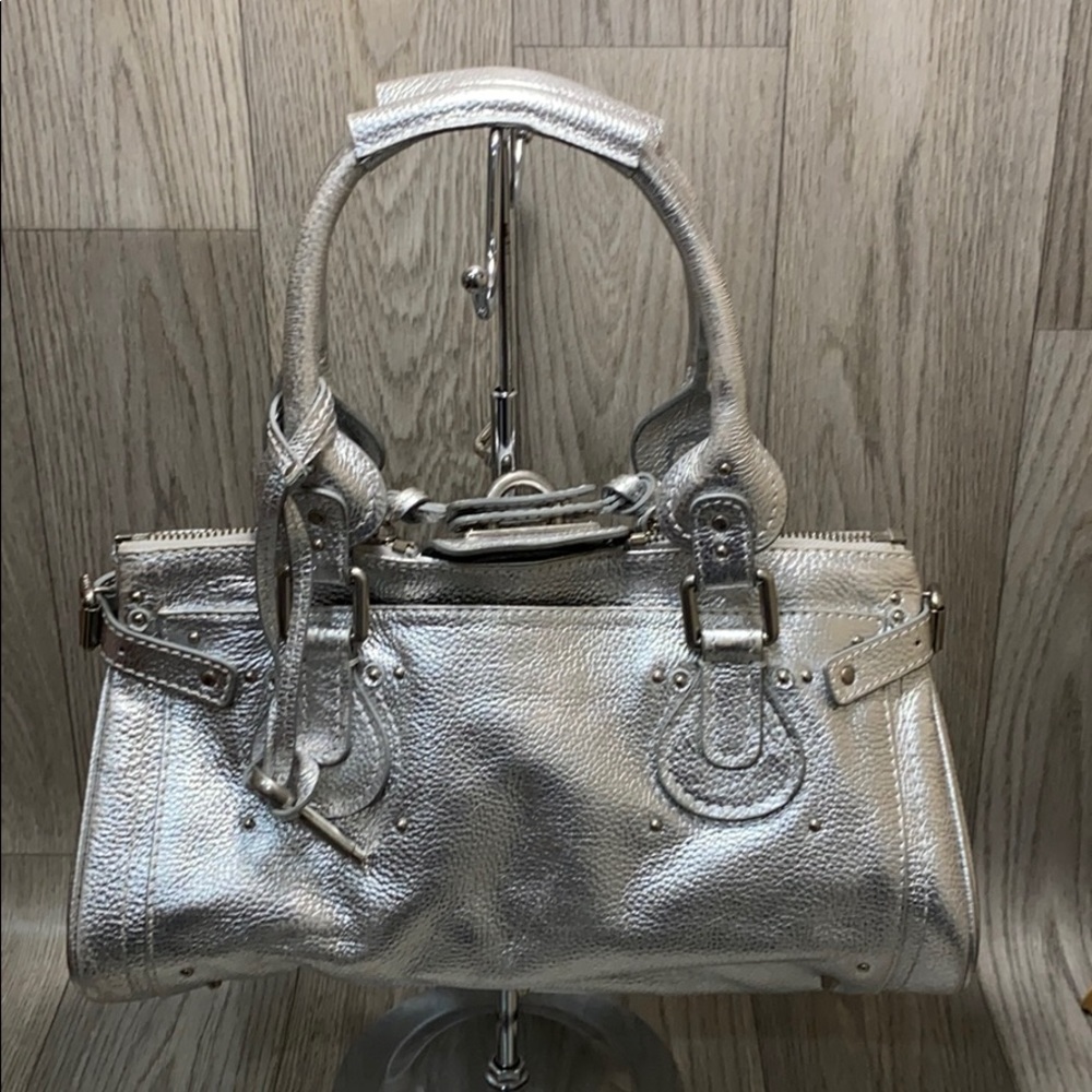 Chloe Silver Leather Paddington Satchel